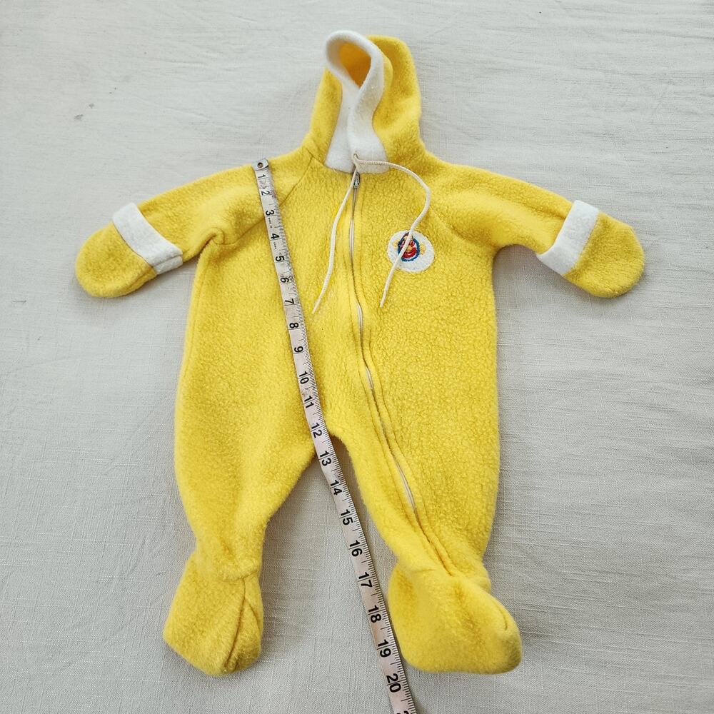 Vintage Yellow Fleece Clown Footed PJs 3-9 months - Picture 3 of 6